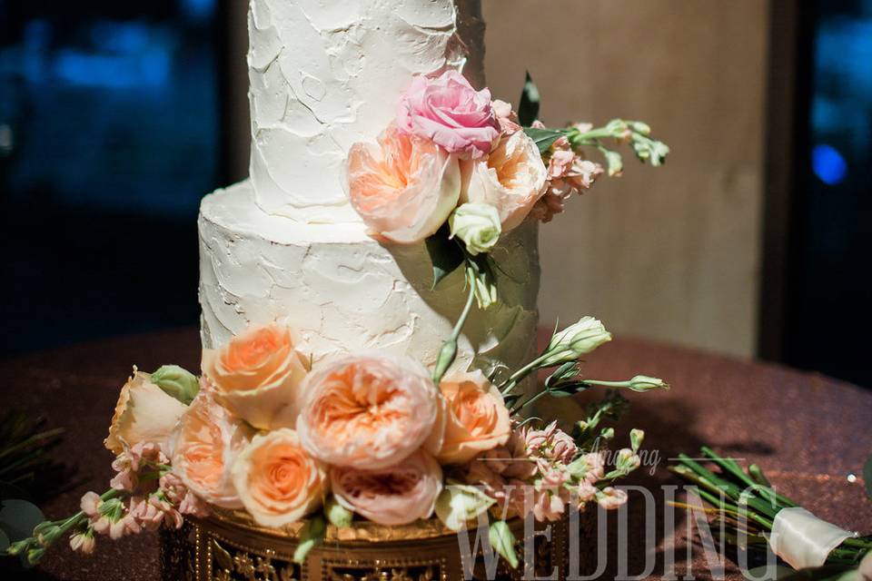 Multiple layered wedding cake