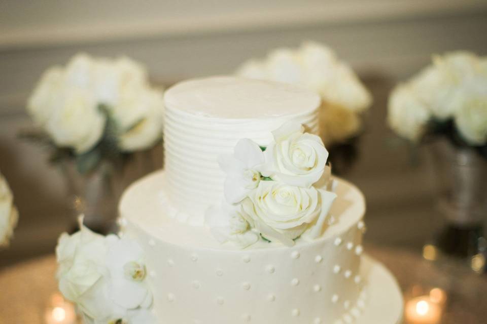 Multiple layered wedding cake