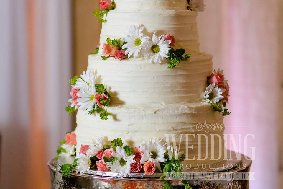 Multiple layered wedding cake