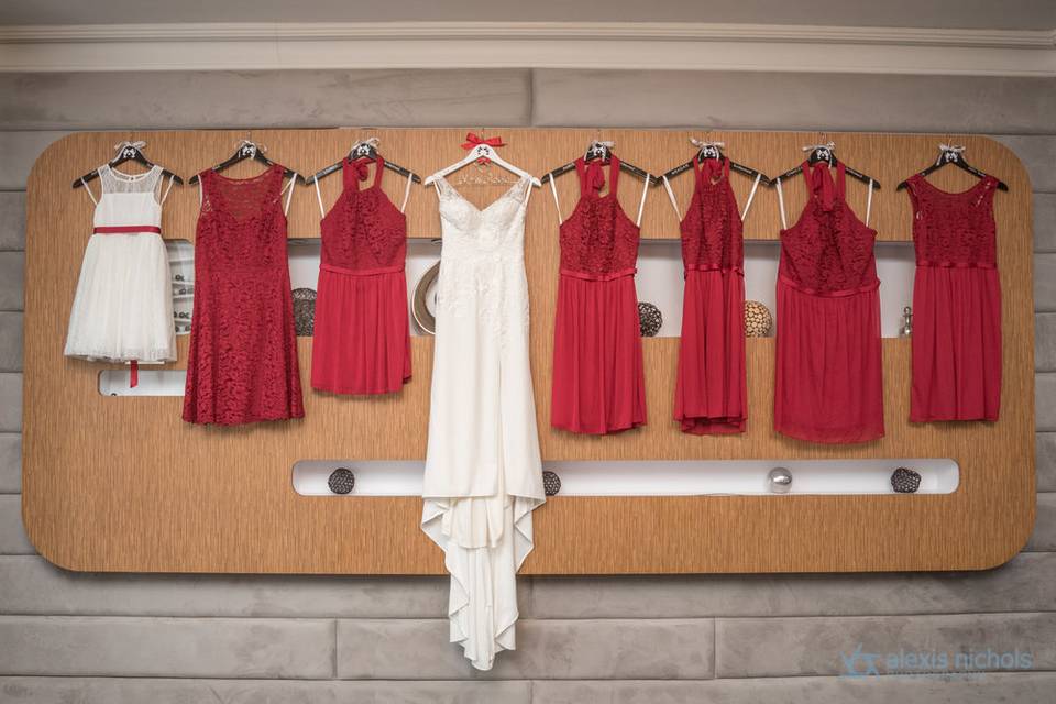 Wedding Dress and Bridesmaids