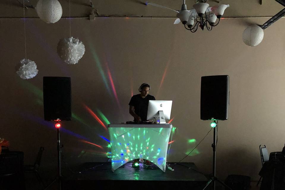 DJ booth and lights