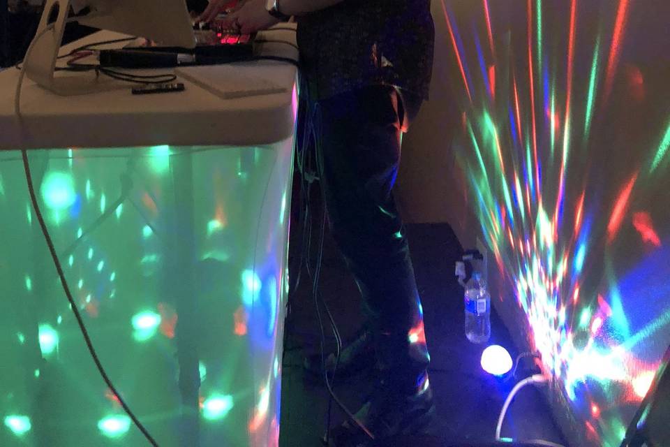 DJ booth and lights