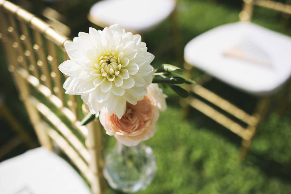 Flower decor on the chairs