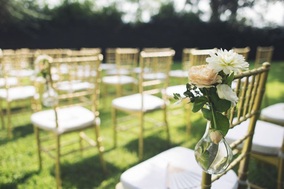 View of the chairs for a ceremony