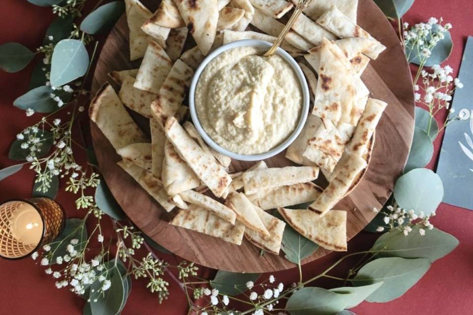 Hummus set up @ a 2021 wedding