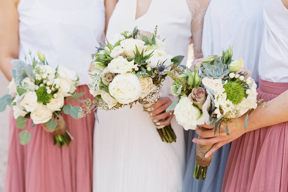 The bride and her bridesmaids