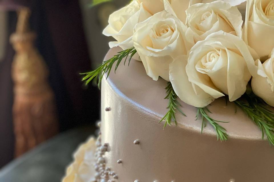 Close up pearls and petals