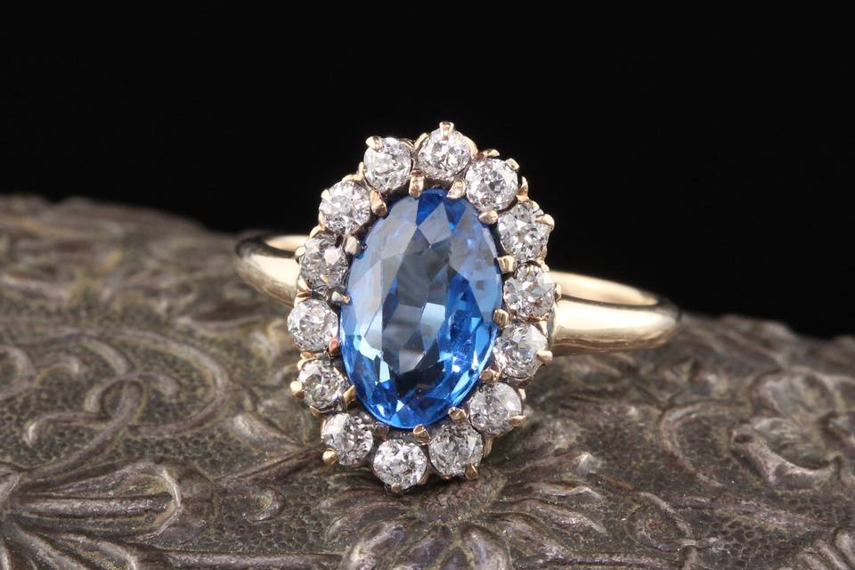 Victorian diamond spinel ring