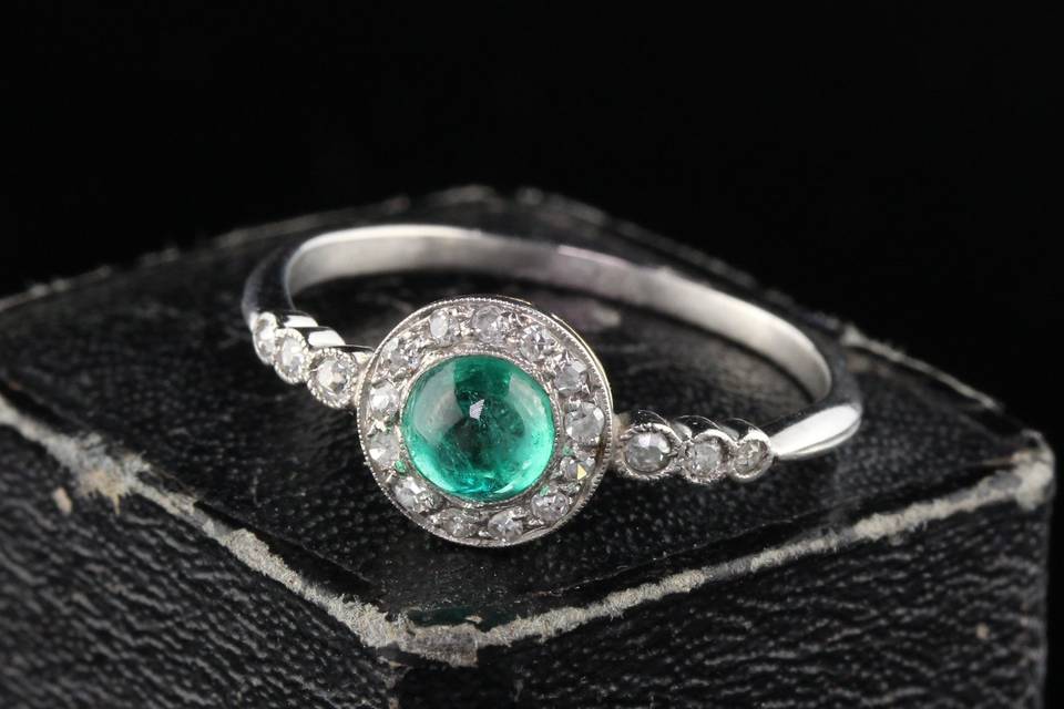 Art Deco French Emerald Ring