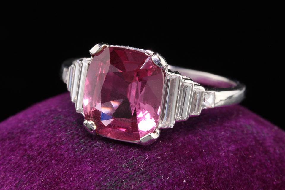 Art Deco Pink Sapphire Ring