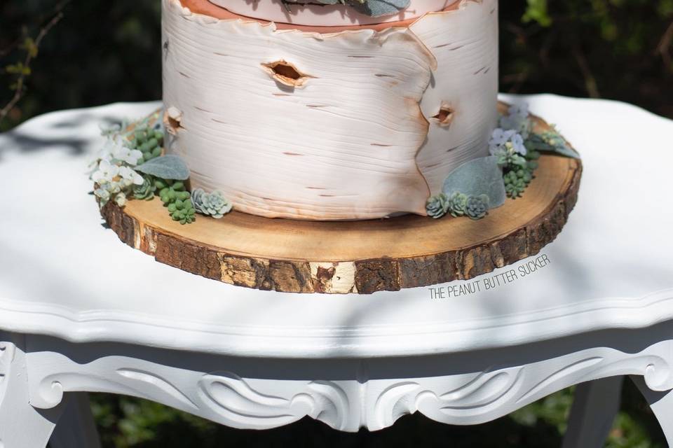 Birch monogram cake