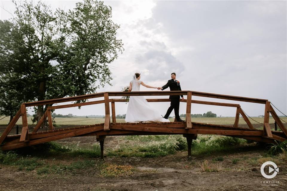 Bride and Groom on the bridge