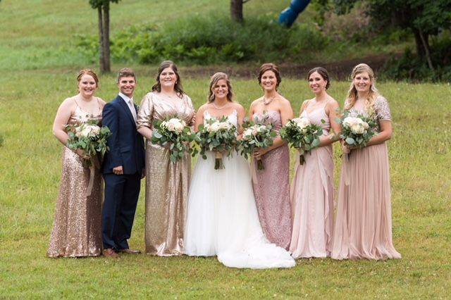 Bride and her bridesmaids and men