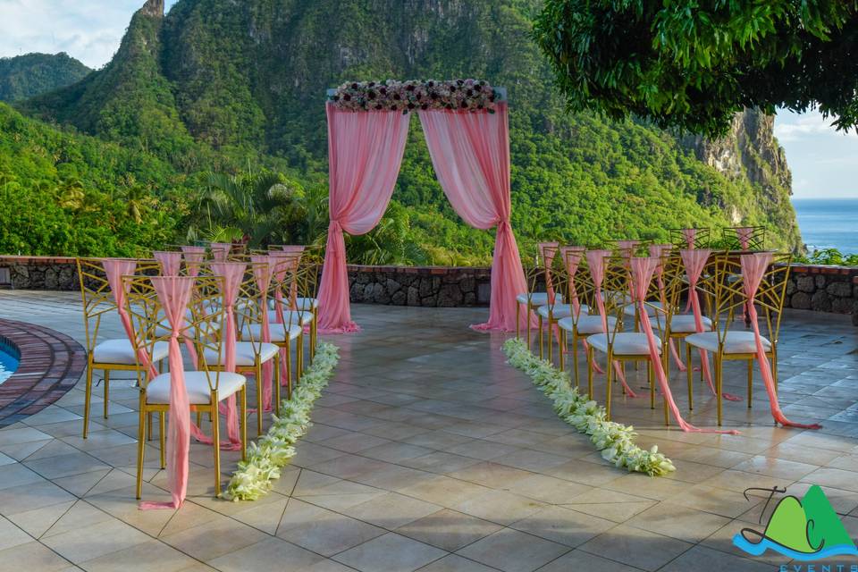 Ceremony with iconic Pitons