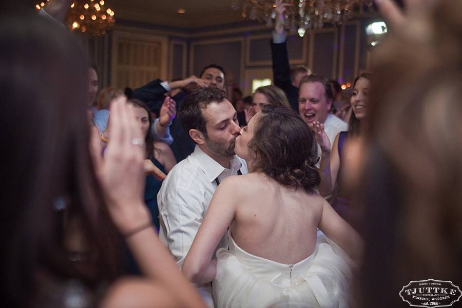 Couple kissing on the dance floor