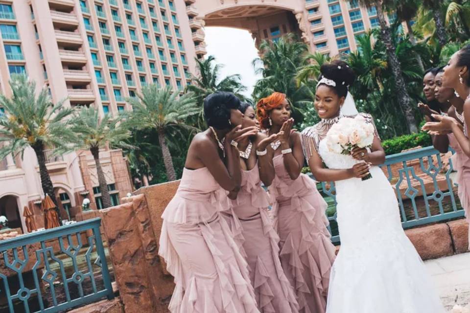 Bride and bridesmaids