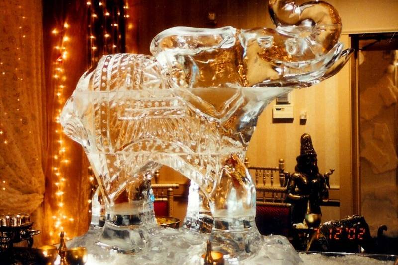 Elephant ice sculpture