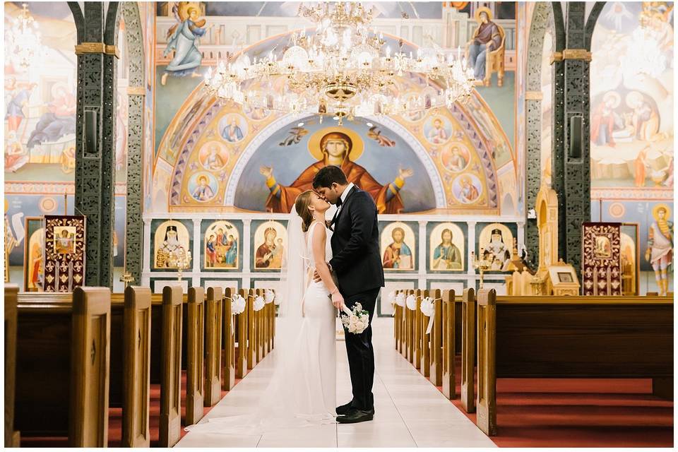 Newlyweds in church