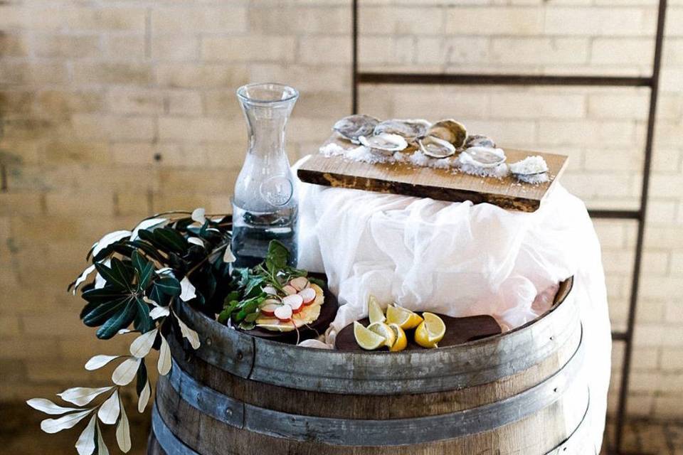 Rustic reception barrels