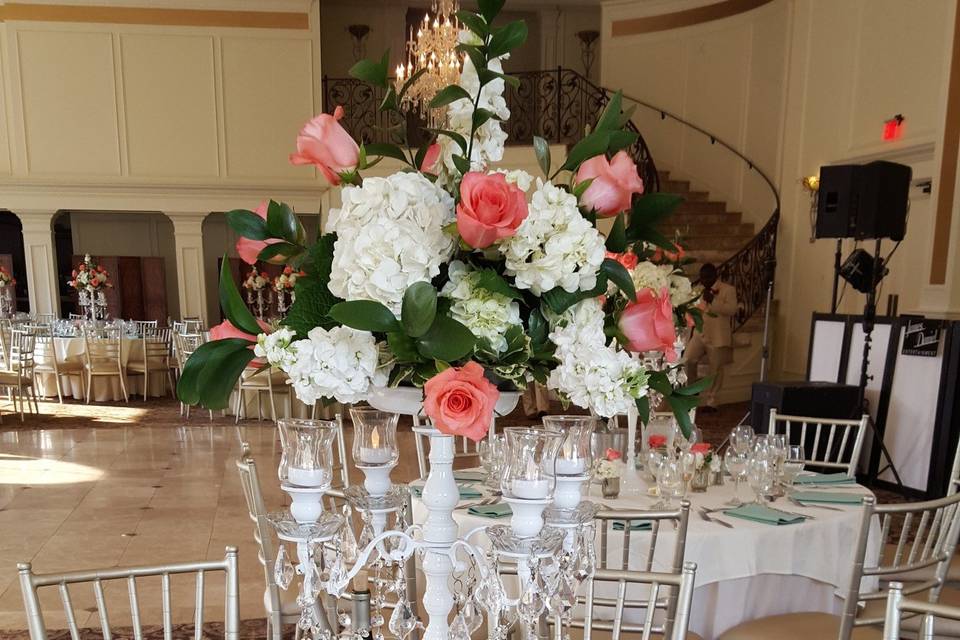 Table Settings - candelabra centerpiece