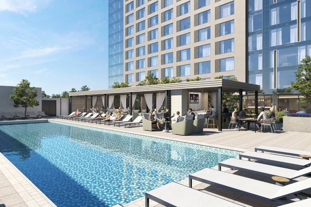 Pool with turfed event lawn