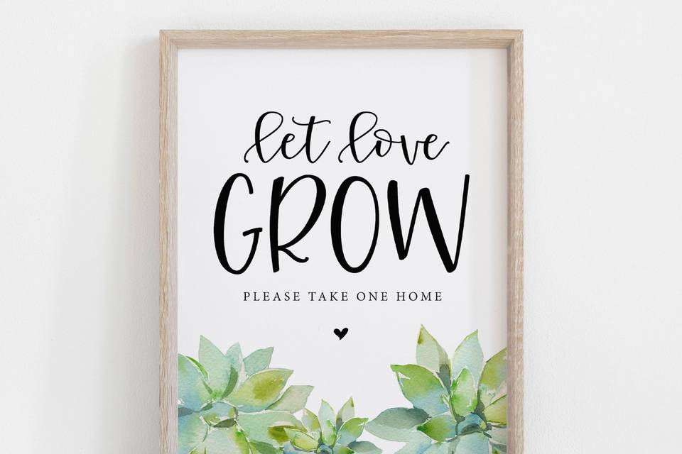 Succulent favor sign