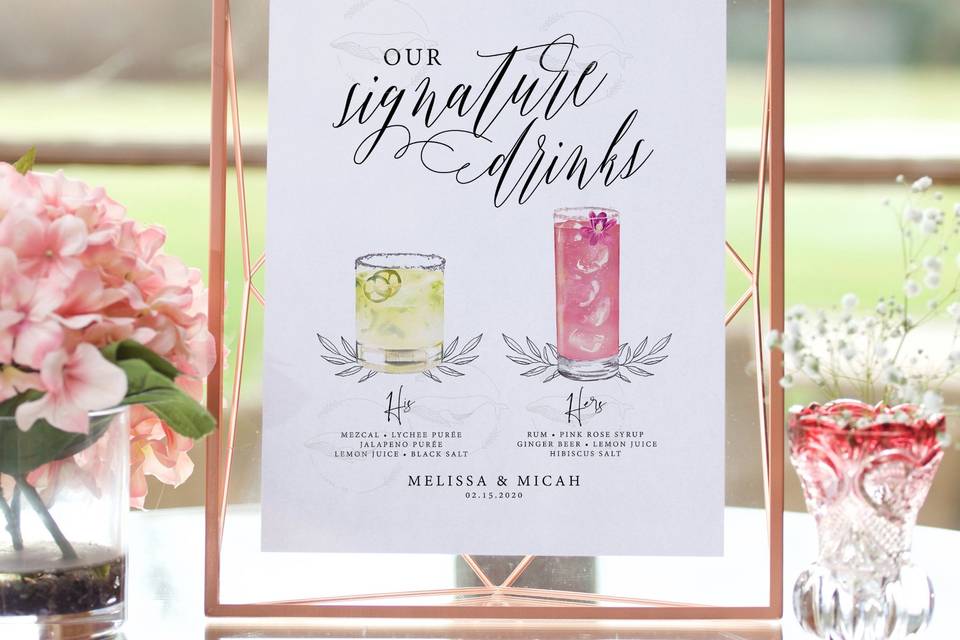 Wedding signature drink sign