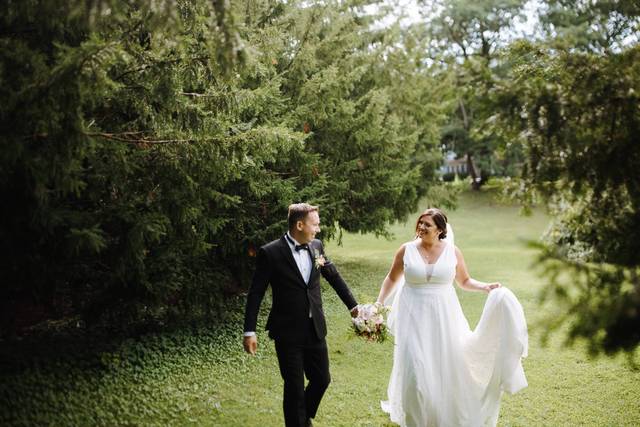 Groom and Bride taking a walk
