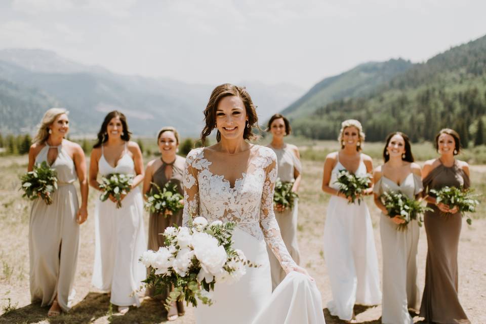 Bride and bridesmaids