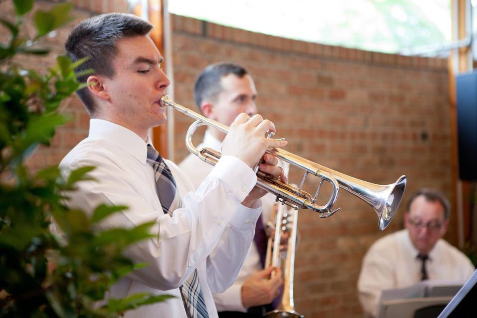 Playing the trumpet