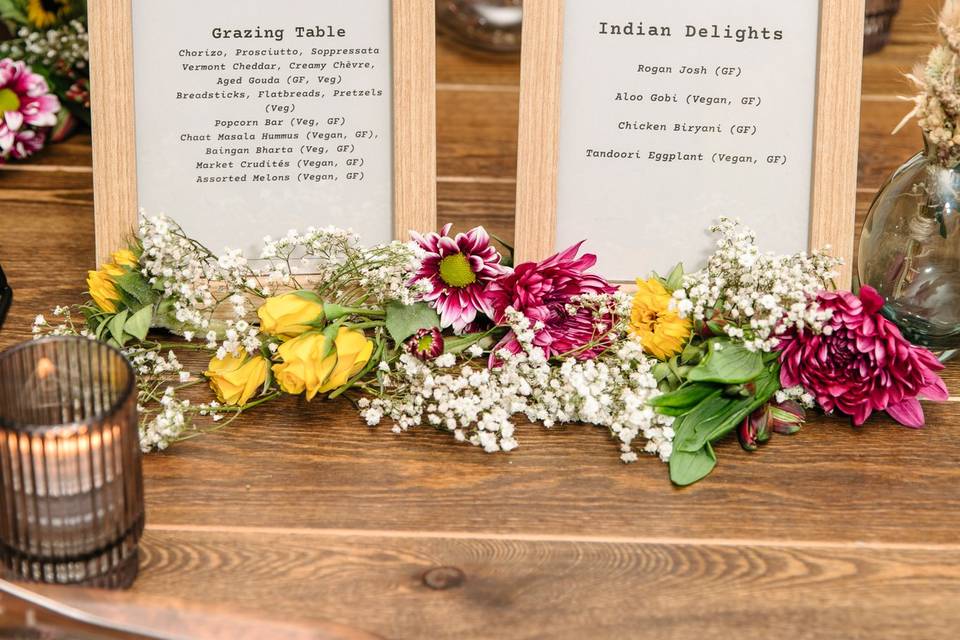 Menu setup + Florals