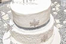 White and silver Cake