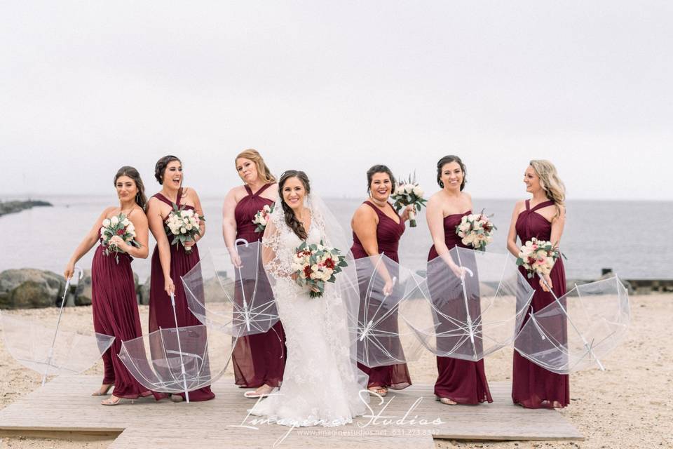 Bridesmaids on the beach