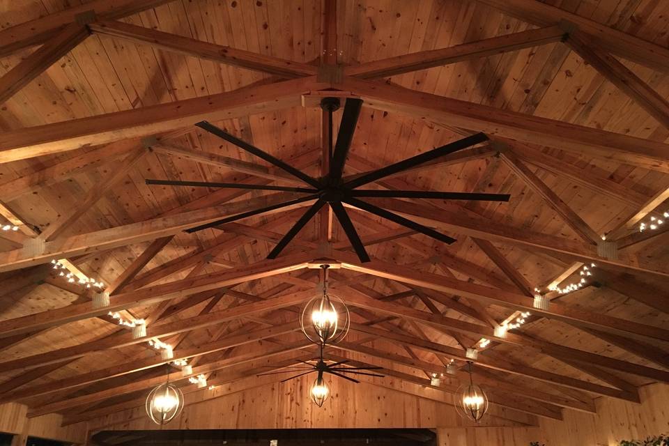 Open beams, giant fans, wrought iron light fixtures