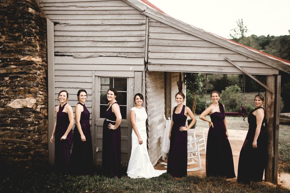 Bride and bridesmaids