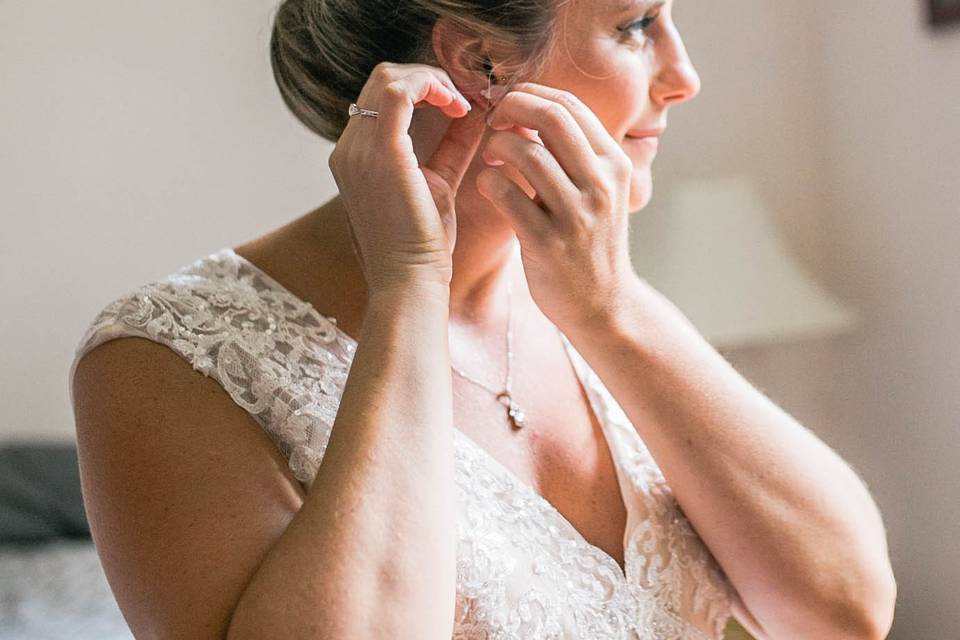 A bride getting ready