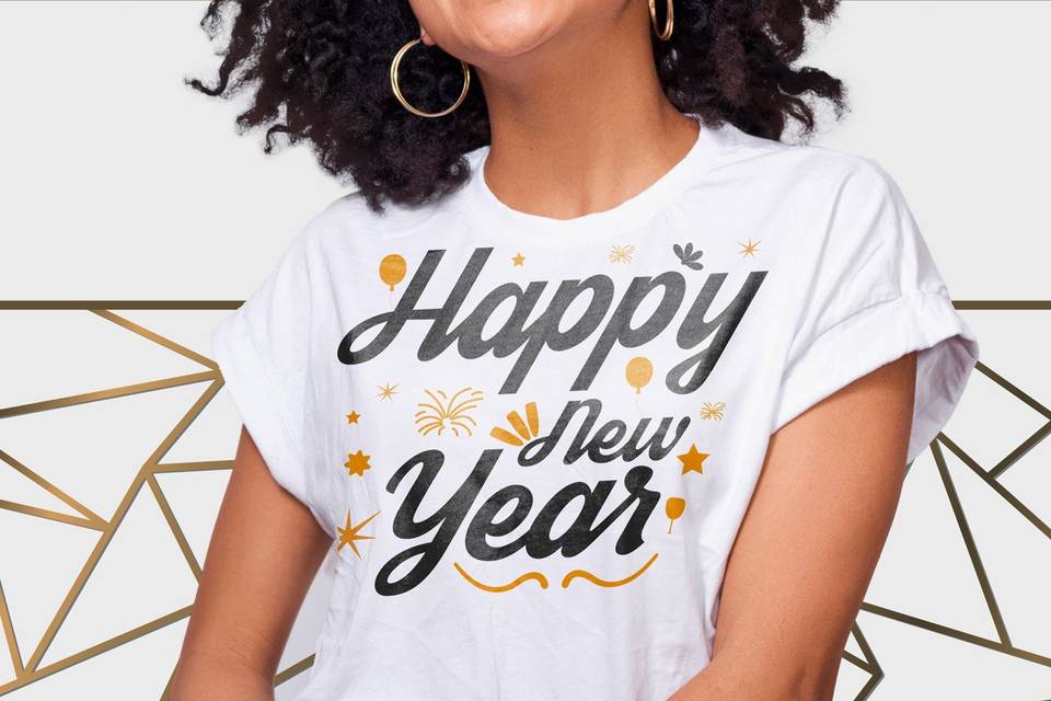 Smiling with a new year t-shirt