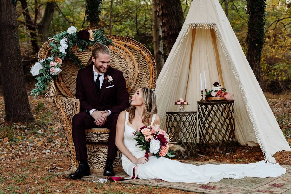 Peach and Burgundy Boho