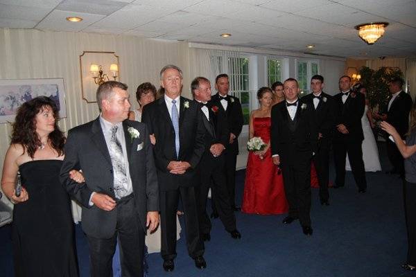 Couple with groomsmen