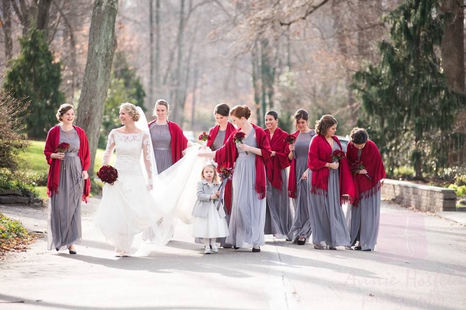 The bride and bridesmaids