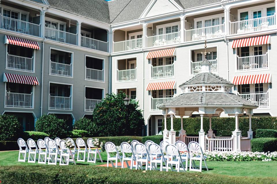 Blush-pink and white wedding gazebo