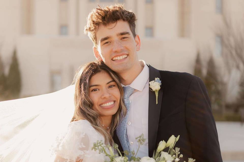 Blue & White Couple Florals