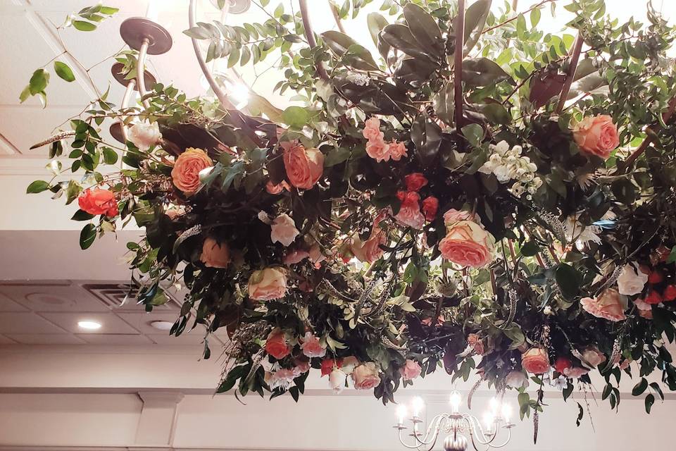 Chandelier filled with flowers