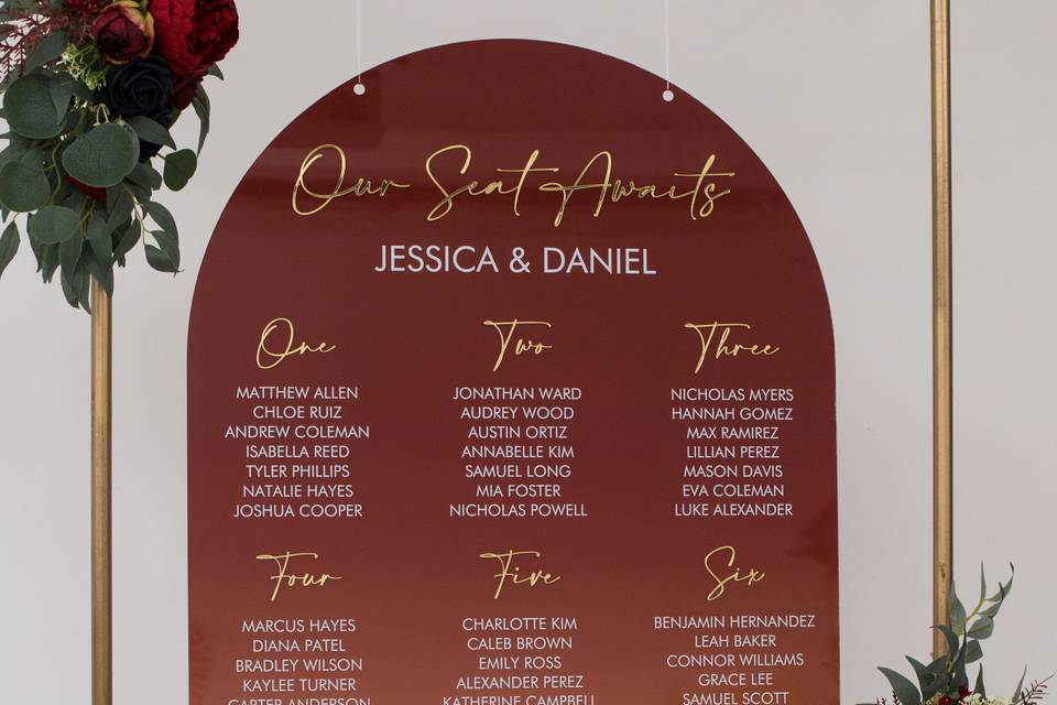 Acrylic Arch Seating Chart