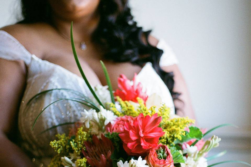 Bridal bouquet on film