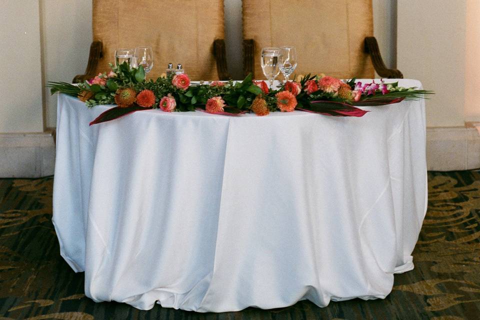 Sweetheart table on film