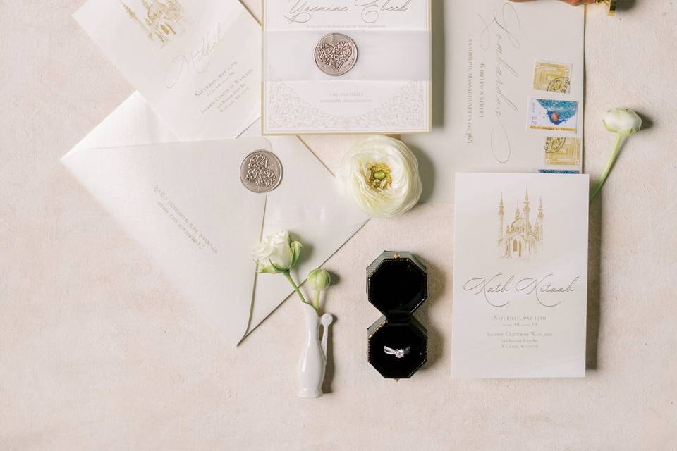 Gold Desi Arab Invitations