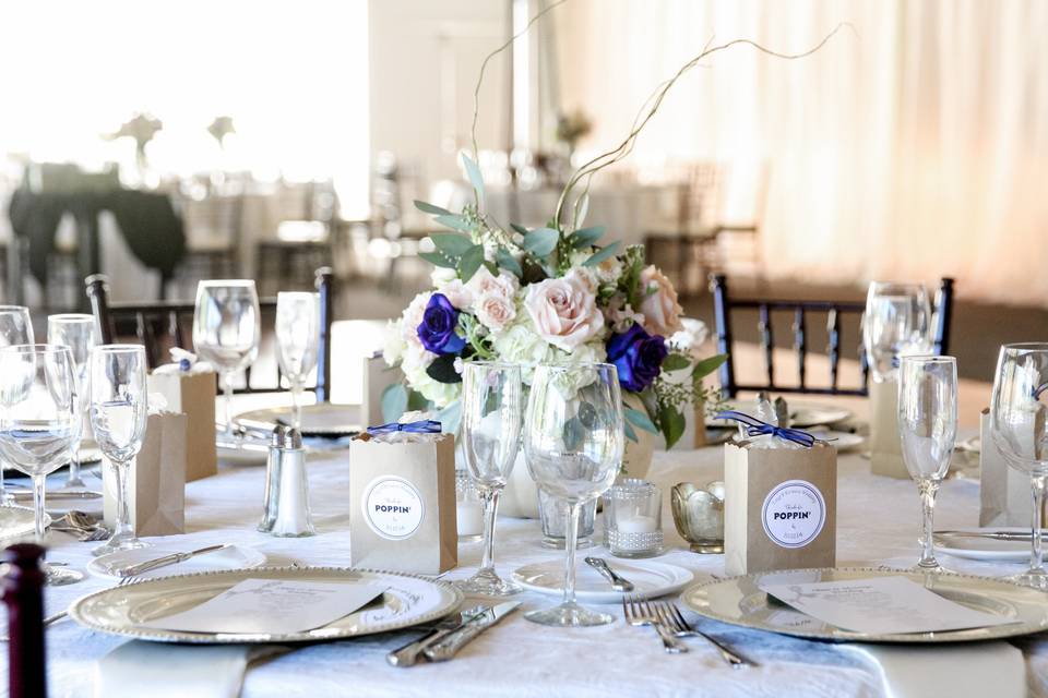 White themed reception set-up