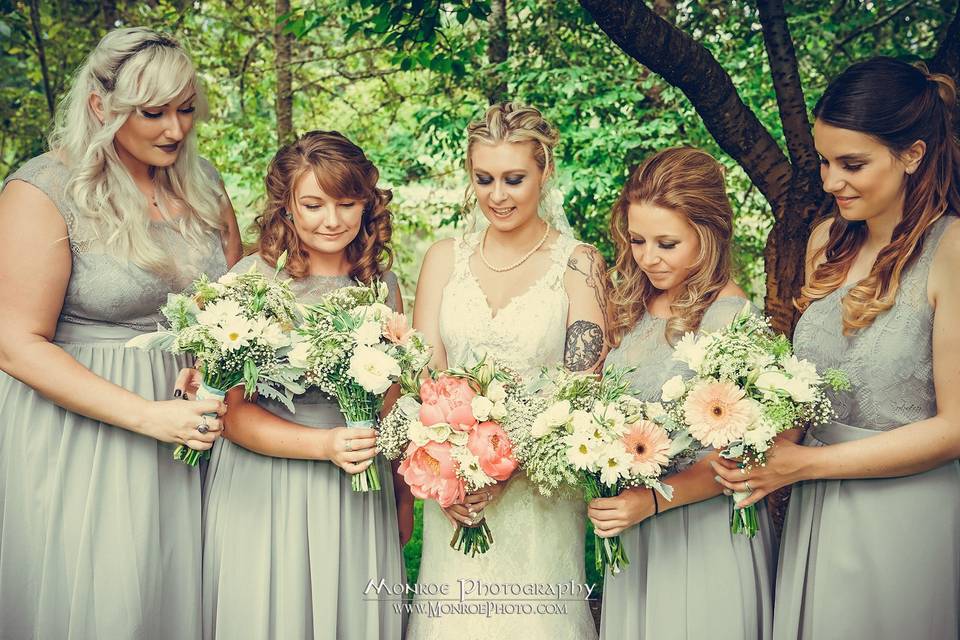 Bride with bridesmaids