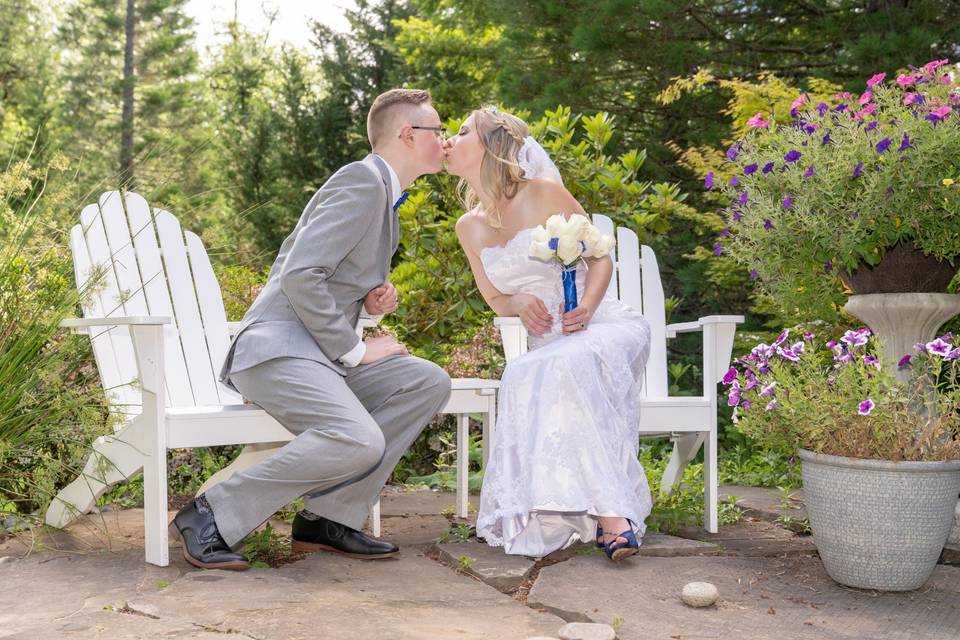 Kissing in the garden